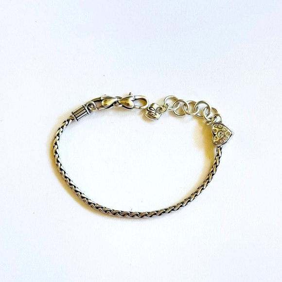 Brighton charm Starter rope chain heart Bracelet Signed Silver Plated crystal 7" - Picture 1 of 4